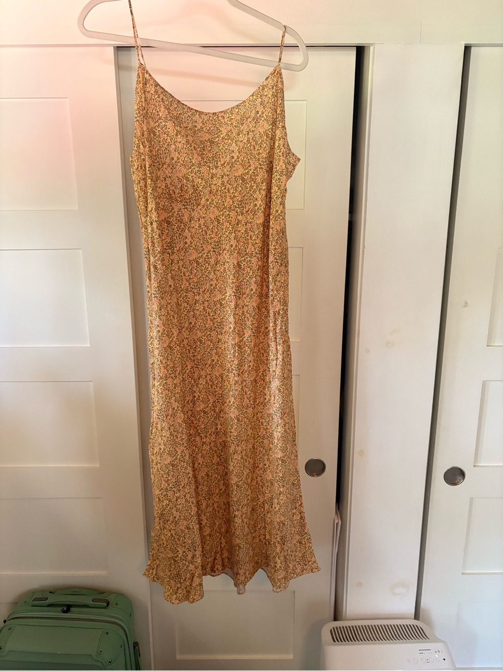 Delicate Floral Slip Dress in Mustard Yellow